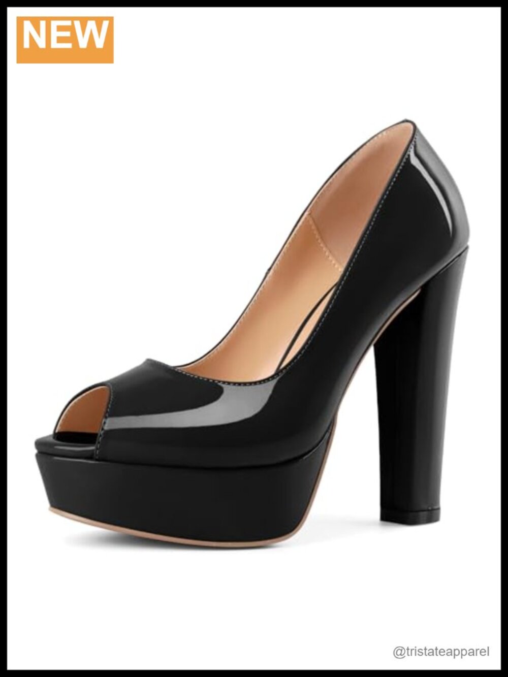 Mettesally Womens Platform Pump Chunky Heels Peep Toe Slip On Dress Shoes